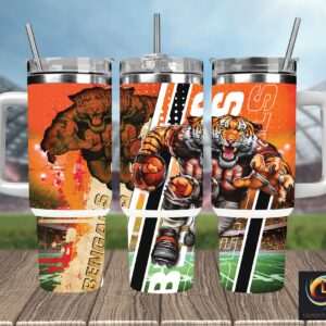 Cincinnati Bengals NFL Mascot Custom Stanley Quencher 40oz Stainless Steel Tumbler With Handle