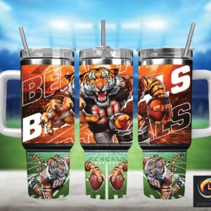 Cincinnati Bengals NFL Mascot Custom Stanley Quencher 40oz Stainless Steel Tumbler With Handle
