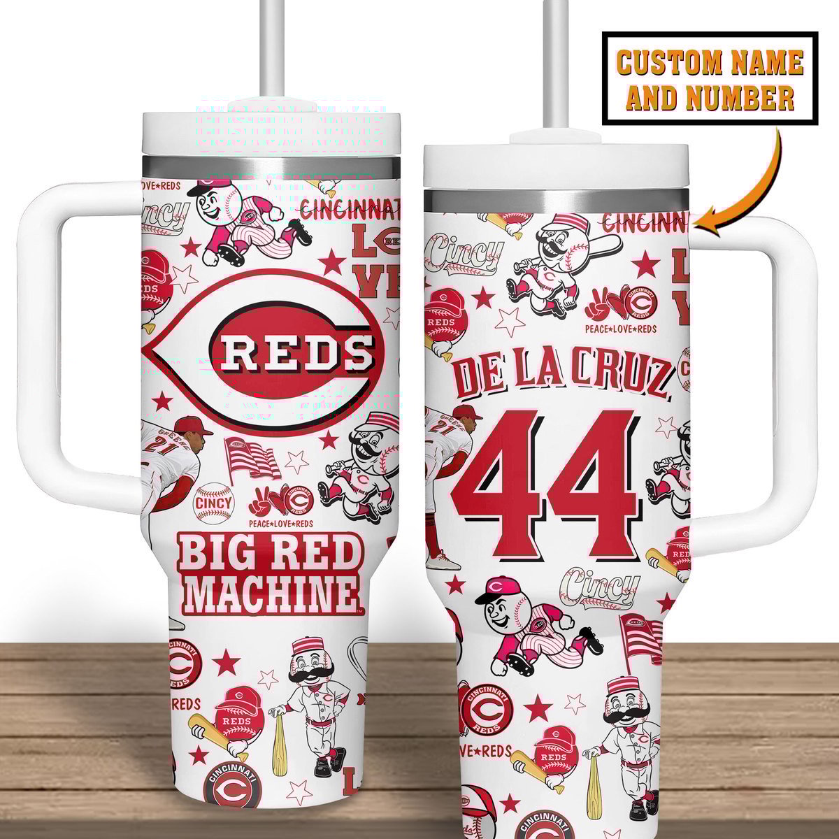 Cincinnati Reds MLB Custom Stanley Quencher 40oz Stainless Steel Tumbler With Handle