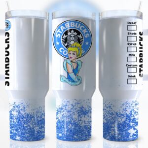 Cinderella Disney Cartoon Custom Stanley Quencher 40oz Stainless Steel Tumbler With Handle