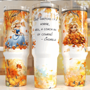 Cinderella Disney Princess Cartoon Custom Stanley Quencher 40oz Stainless Steel Tumbler With Handle