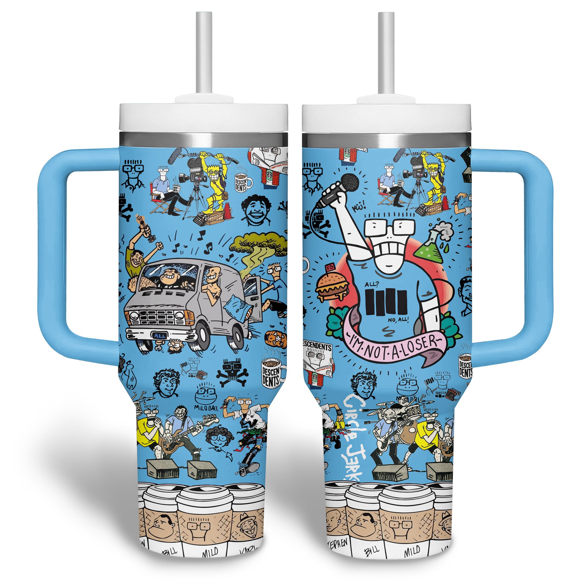 Circle Jerks Music Custom Stanley Quencher 40oz Stainless Steel Tumbler With Handle