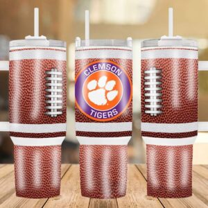 Clemson Tigers Football Team NCAA Custom Stanley Quencher 40oz Stainless Steel Tumbler With Handle