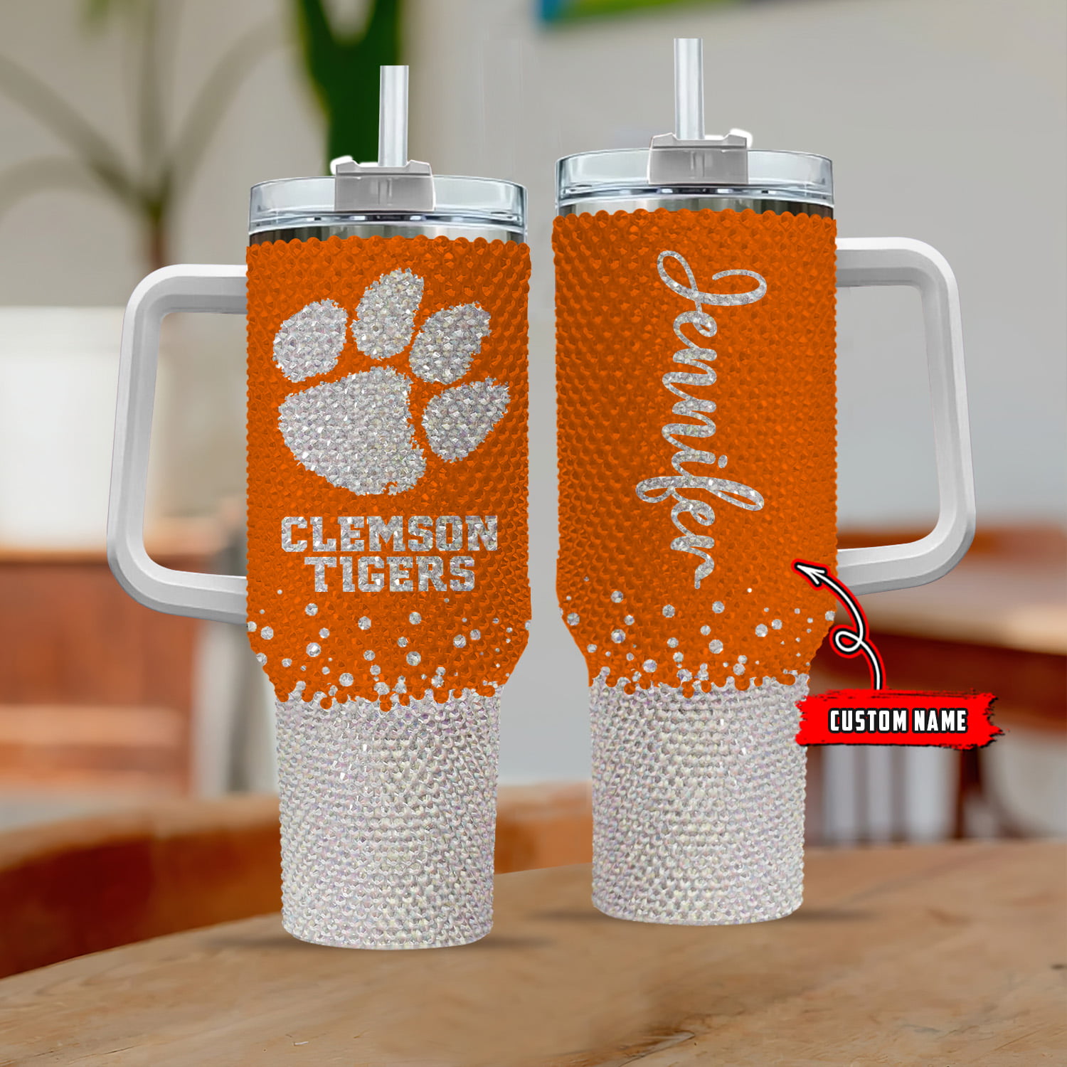 Clemson Tigers NCAA Custom Stanley Quencher 40oz Stainless Steel Tumbler With Handle