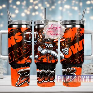 Cleveland Browns Custom Stanley Quencher 40oz Stainless Steel Tumbler With Handle