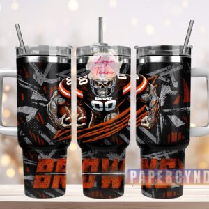 Cleveland Browns Custom Stanley Quencher 40oz Stainless Steel Tumbler With Handle