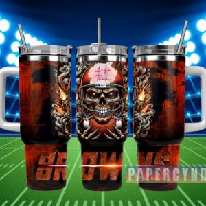 Cleveland Browns Custom Stanley Quencher 40oz Stainless Steel Tumbler With Handle