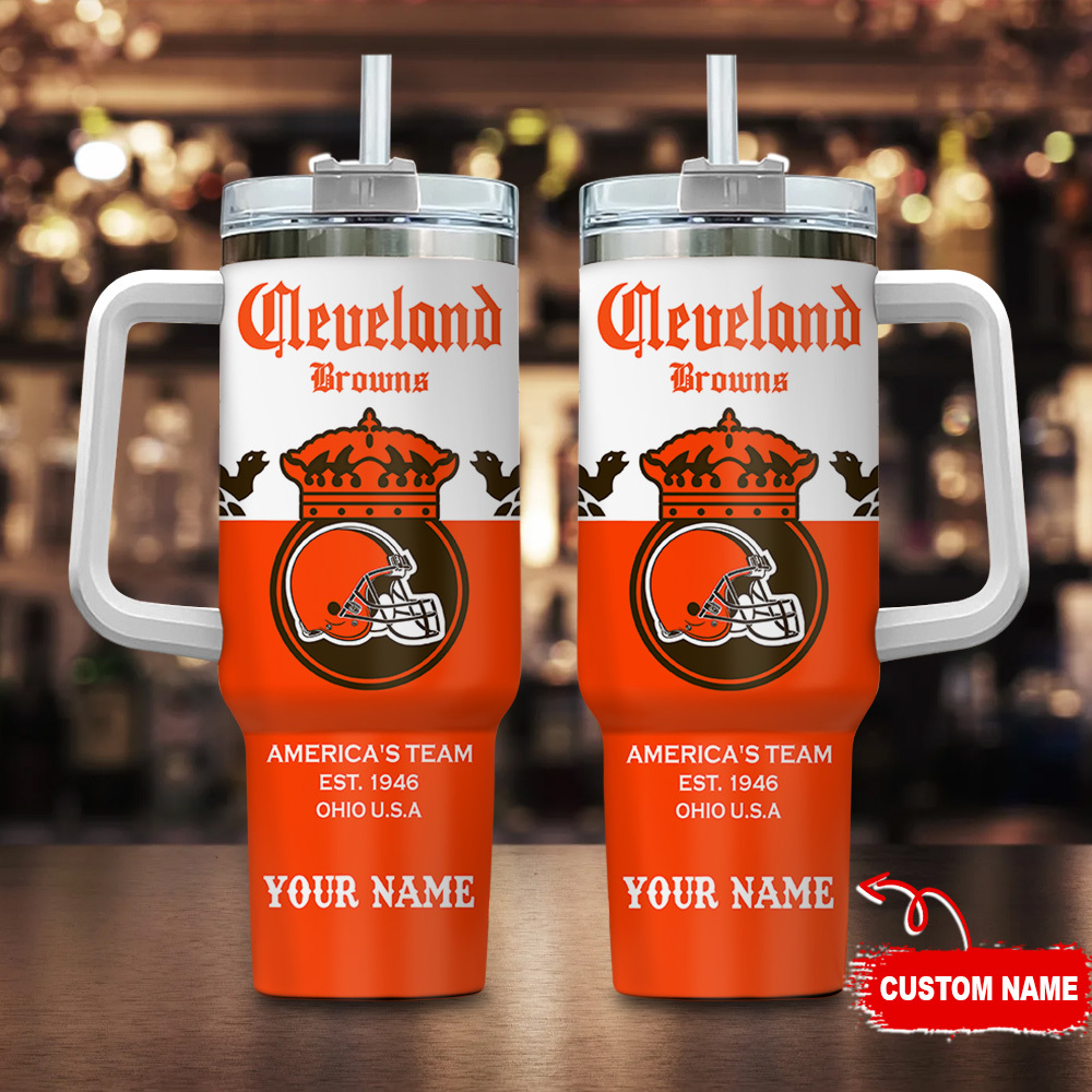 Cleveland Browns NFL Corona Extra Custom Stanley Quencher 40oz Stainless Steel Tumbler With Handle