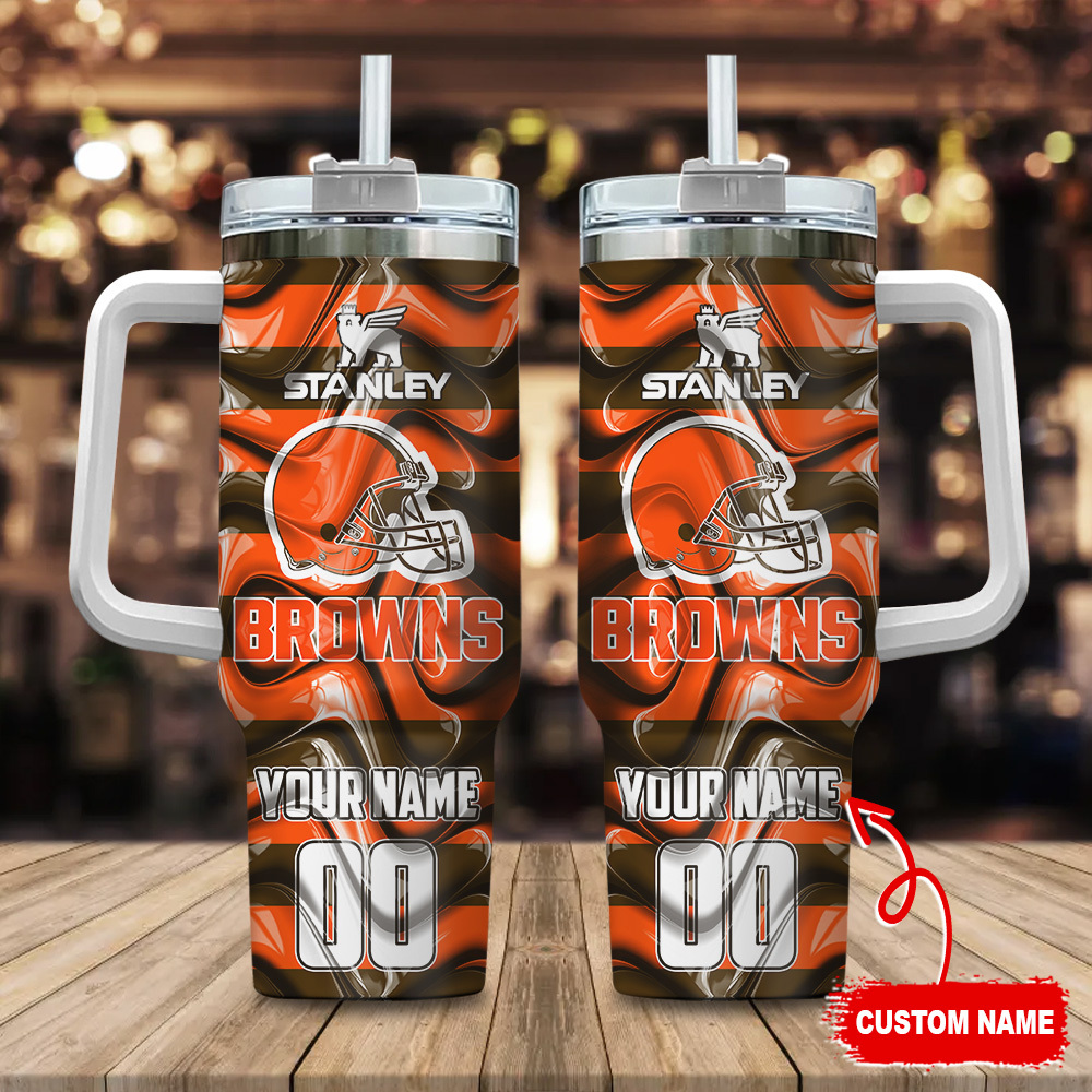 Cleveland Browns NFL Custom Stanley Quencher 40oz Stainless Steel Tumbler With Handle