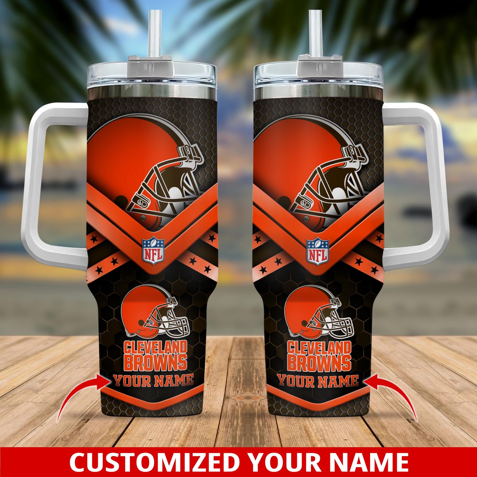 Cleveland Browns NFL Custom Stanley Quencher 40oz Stainless Steel Tumbler With Handle