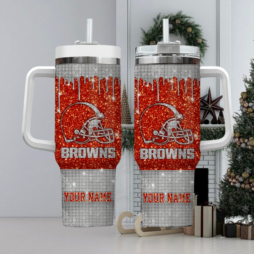 Cleveland Browns NFL Custom Stanley Quencher 40oz Stainless Steel Tumbler With Handle