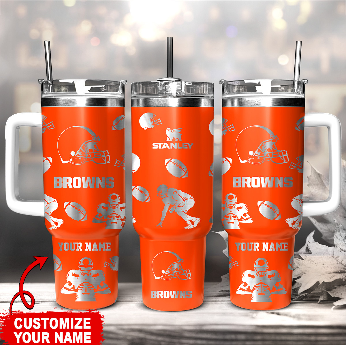 Cleveland Browns NFL Custom Stanley Quencher 40oz Stainless Steel Tumbler With Handle