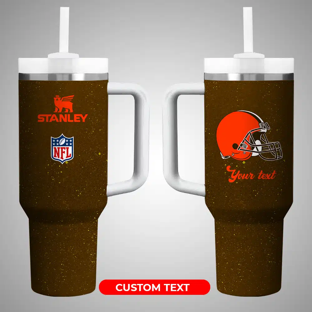 Cleveland Browns NFL Custom Stanley Quencher 40oz Stainless Steel Tumbler With Handle