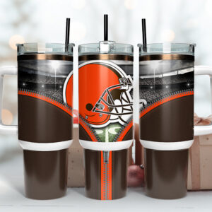 Cleveland Browns NFL Custom Stanley Quencher 40oz Stainless Steel Tumbler With Handle
