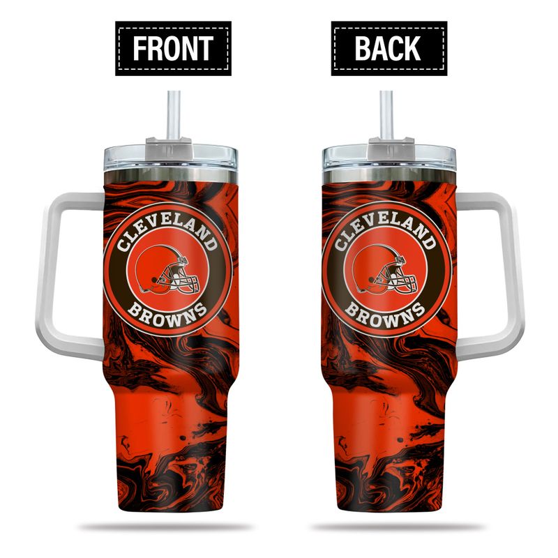 Cleveland Browns NFL Custom Stanley Quencher 40oz Stainless Steel Tumbler With Handle