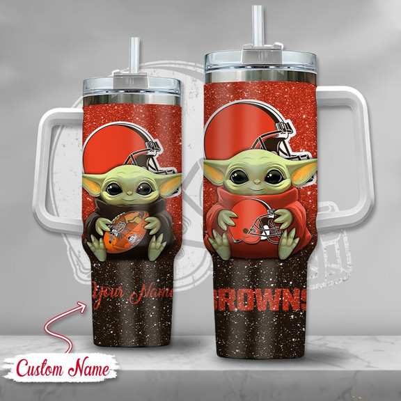 Cleveland Browns NFL Custom Stanley Quencher 40oz Stainless Steel Tumbler With Handle