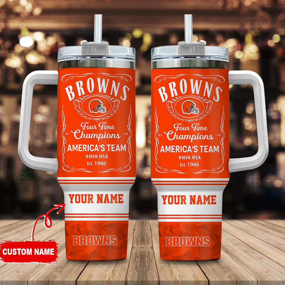 Cleveland Browns NFL Custom Stanley Quencher 40oz Stainless Steel Tumbler With Handle