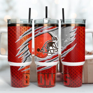Cleveland Browns NFL Custom Stanley Quencher 40oz Stainless Steel Tumbler With Handle