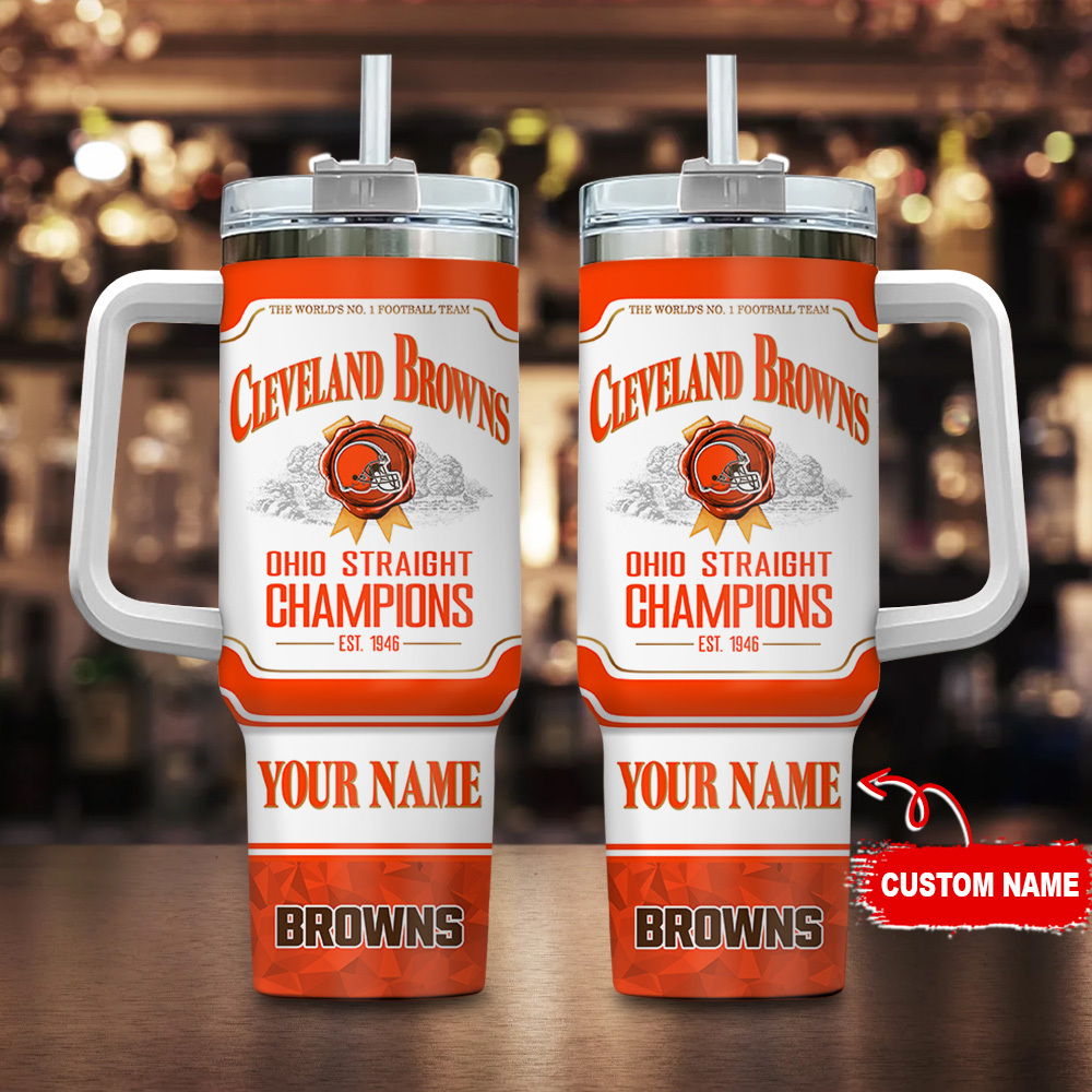 Cleveland Browns NFL Jim Beam Custom Stanley Quencher 40oz Stainless Steel Tumbler With Handle