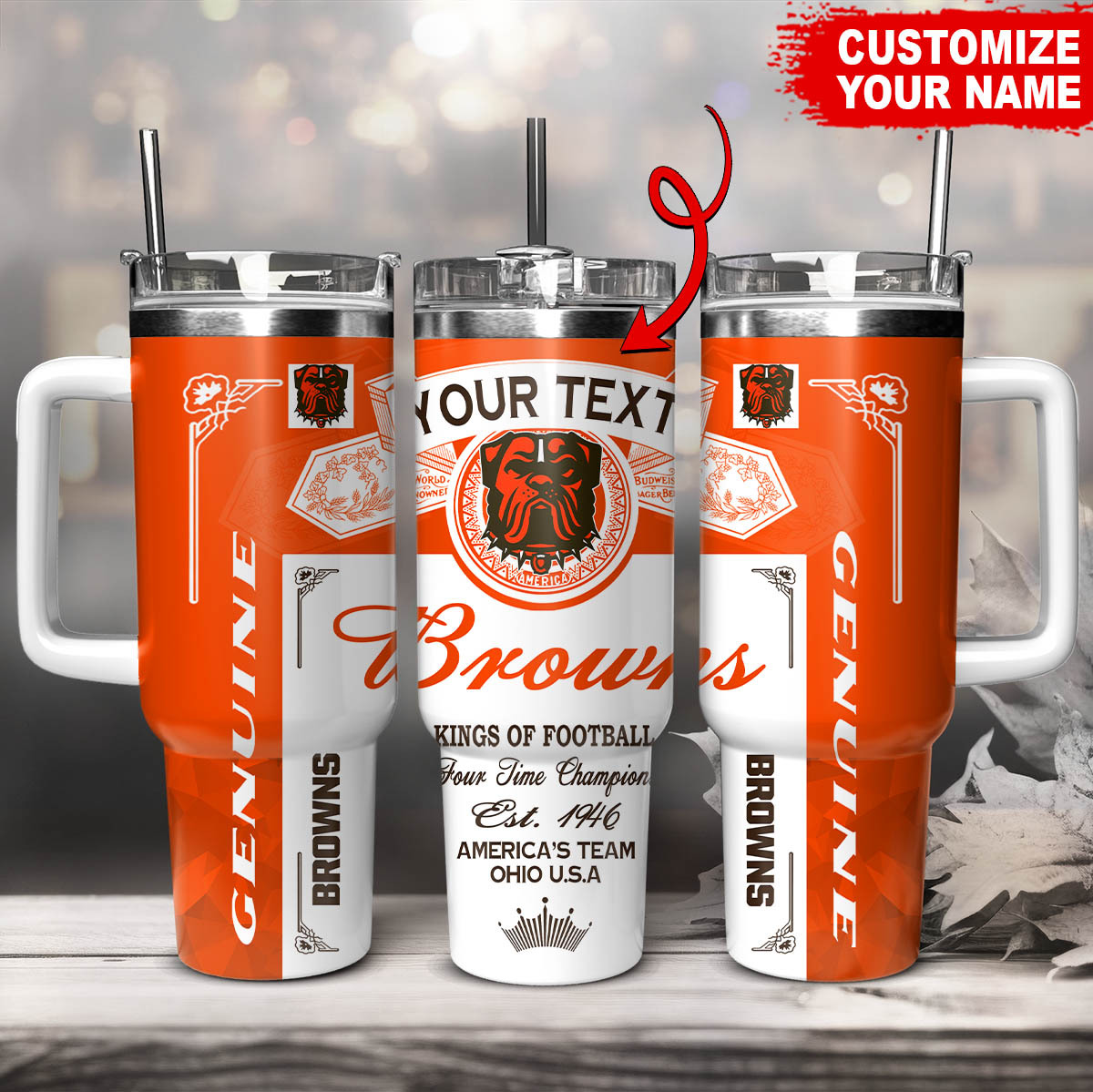 Cleveland Browns NFL Kings Of Football Custom Stanley Quencher 40oz Stainless Steel Tumbler With Handle