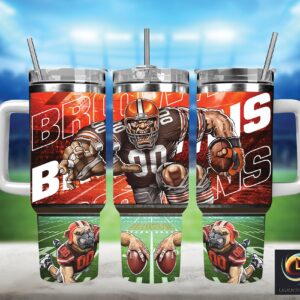 Cleveland Browns NFL Mascot Custom Stanley Quencher 40oz Stainless Steel Tumbler With Handle