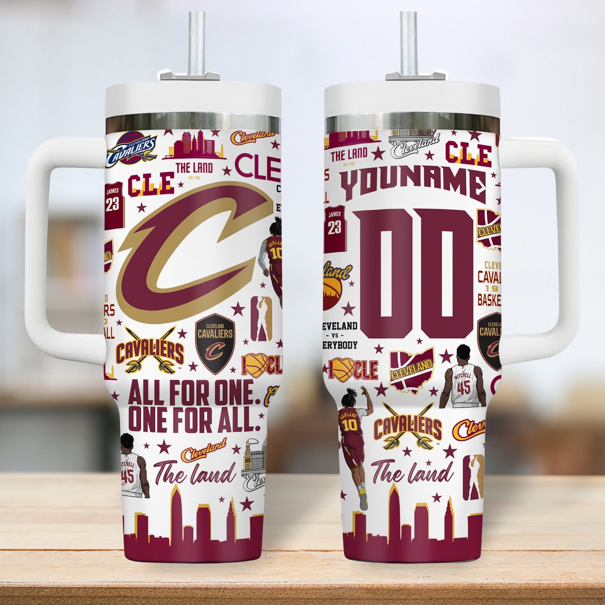 Cleveland Cavaliers NBA Custom Stanley Quencher 40oz Stainless Steel Tumbler With Handle