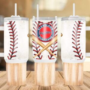 Cleveland Guardians MLB Custom Stanley Quencher 40oz Stainless Steel Tumbler With Handle