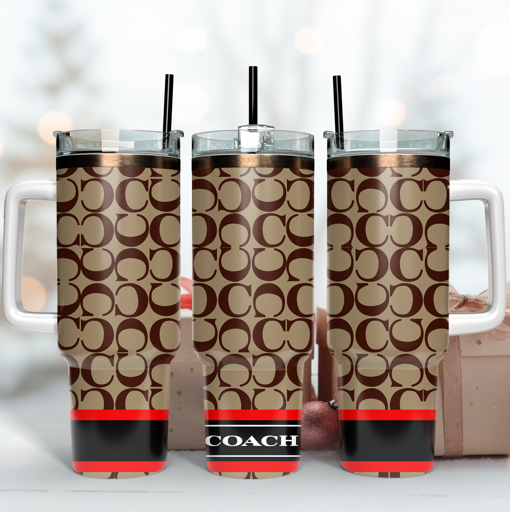 Coach Logo Custom Stanley Quencher 40oz Stainless Steel Tumbler With Handle
