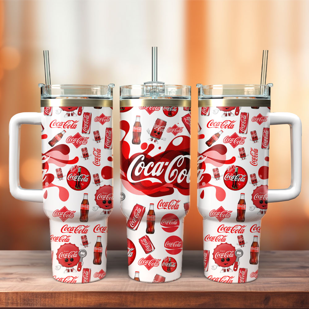 Cocacola Drink Custom Stanley Quencher 40oz Stainless Steel Tumbler With Handle