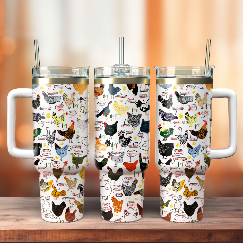 Cock Art Custom Stanley Quencher 40oz Stainless Steel Tumbler With Handle