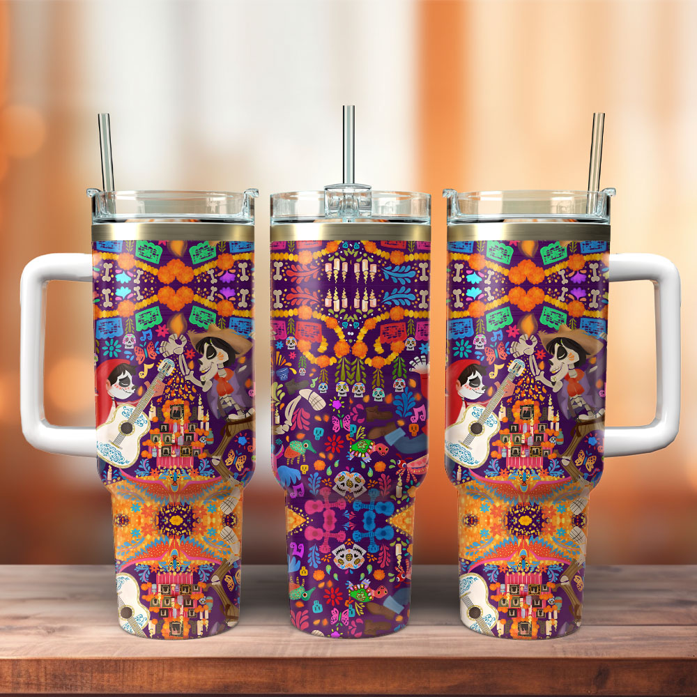 Coco Cartoon Custom Stanley Quencher 40oz Stainless Steel Tumbler With Handle