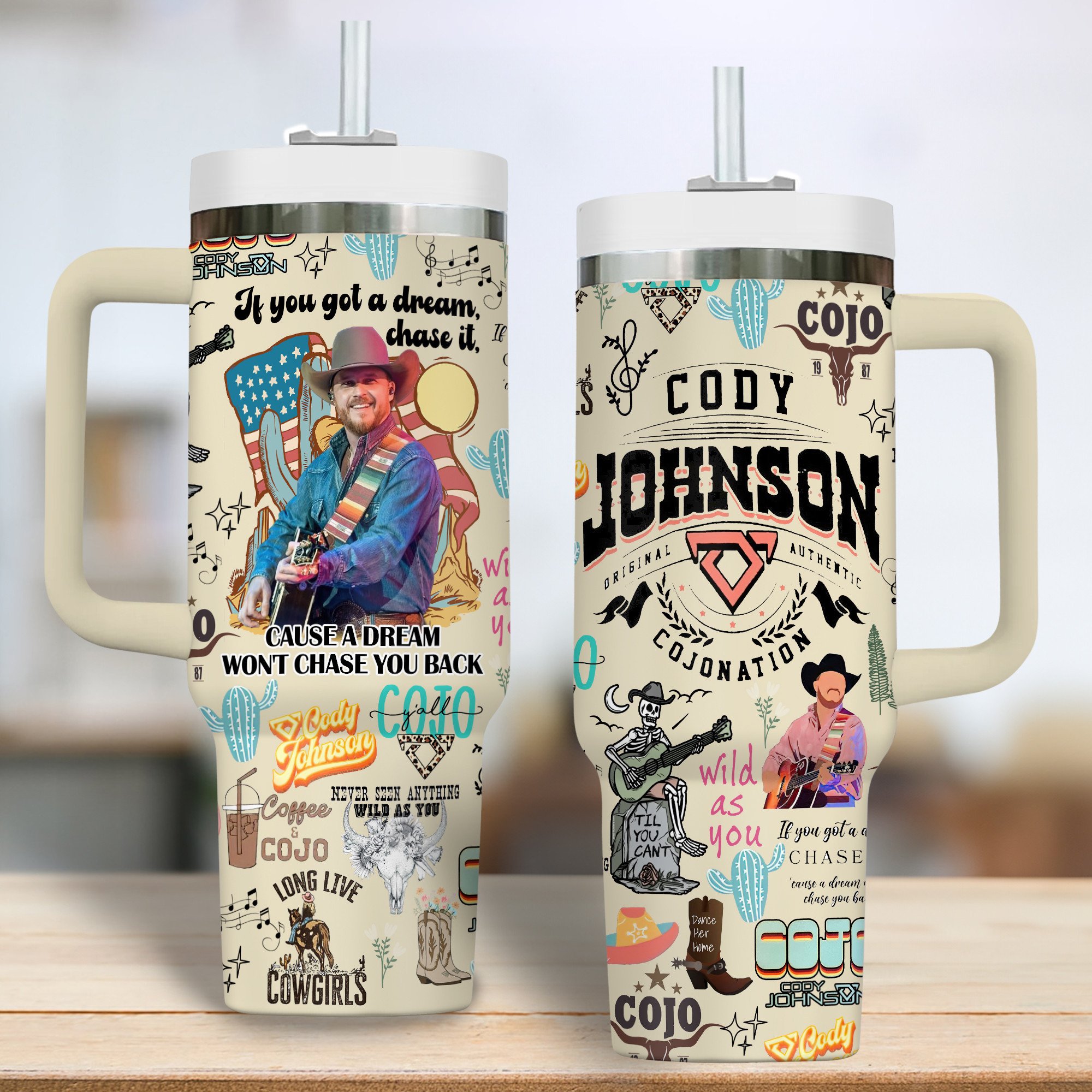 Cody Johnson Music Custom Stanley Quencher 40oz Stainless Steel Tumbler With Handle