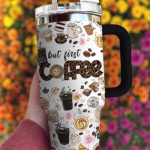 Coffee Custom Stanley Quencher 40oz Stainless Steel Tumbler With Handle