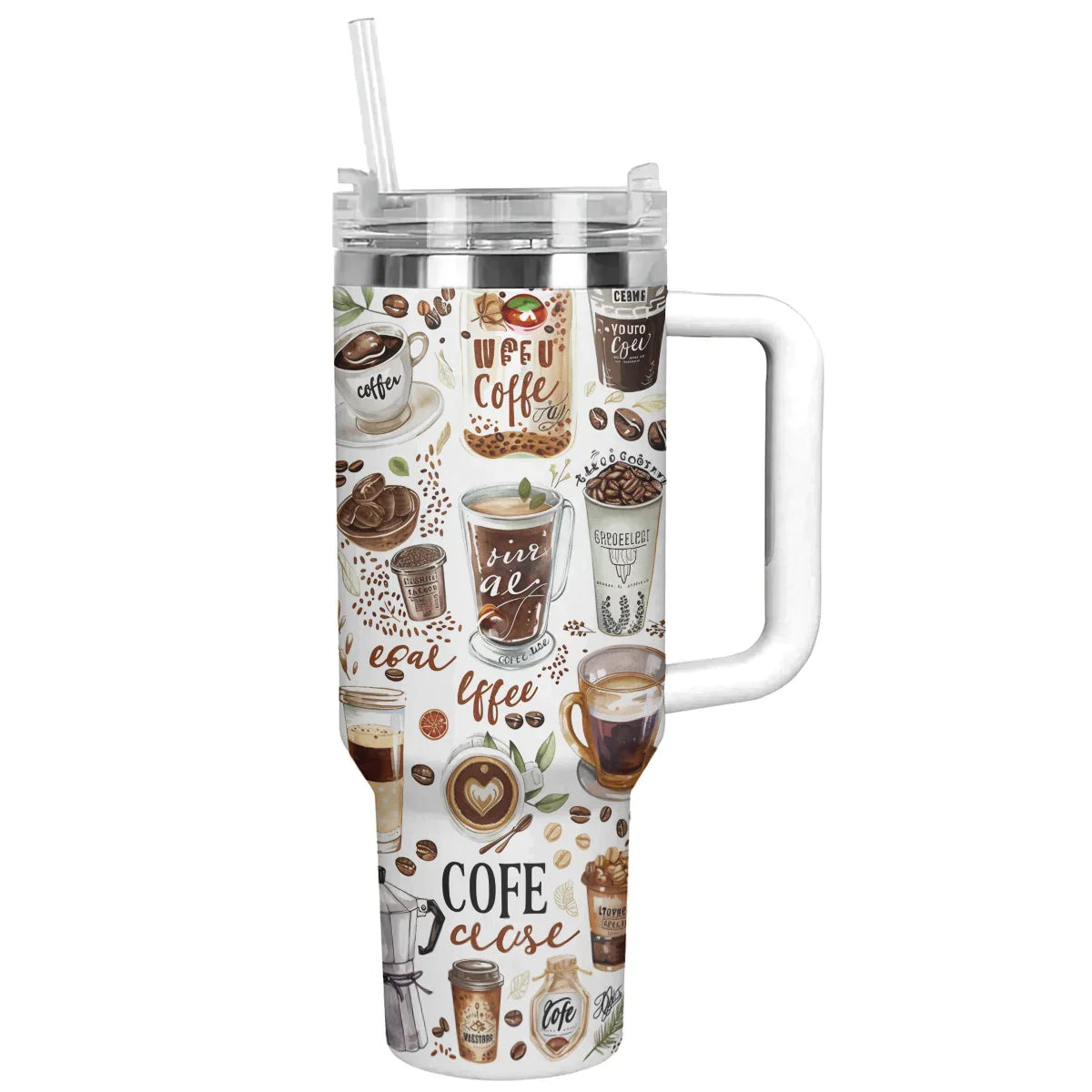 Coffee Custom Stanley Quencher 40oz Stainless Steel Tumbler With Handle