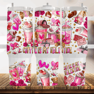 Coffee Is My Valentine Custom Stanley Quencher 40oz Stainless Steel Tumbler With Handle