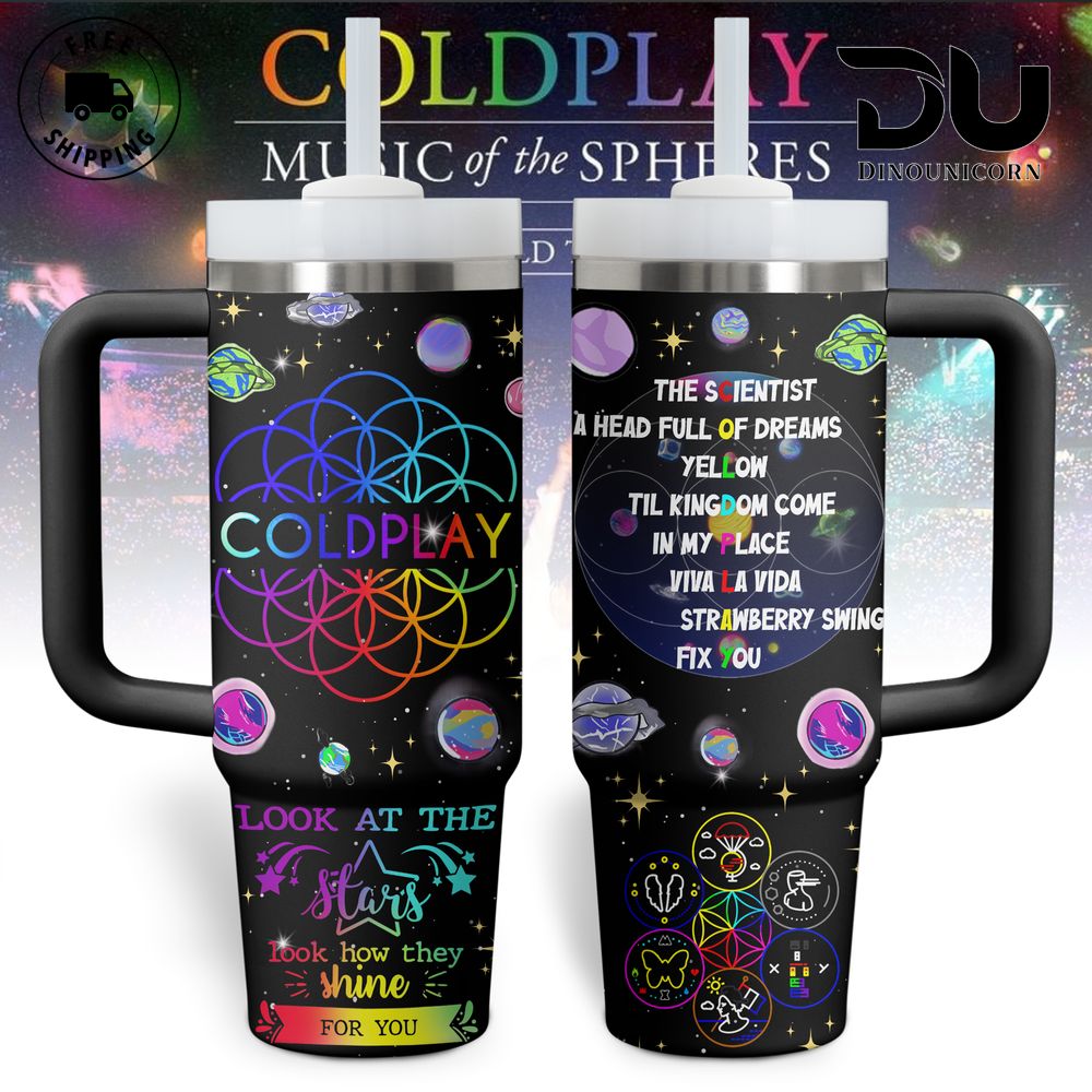 Coldplay Music Custom Stanley Quencher 40oz Stainless Steel Tumbler With Handle