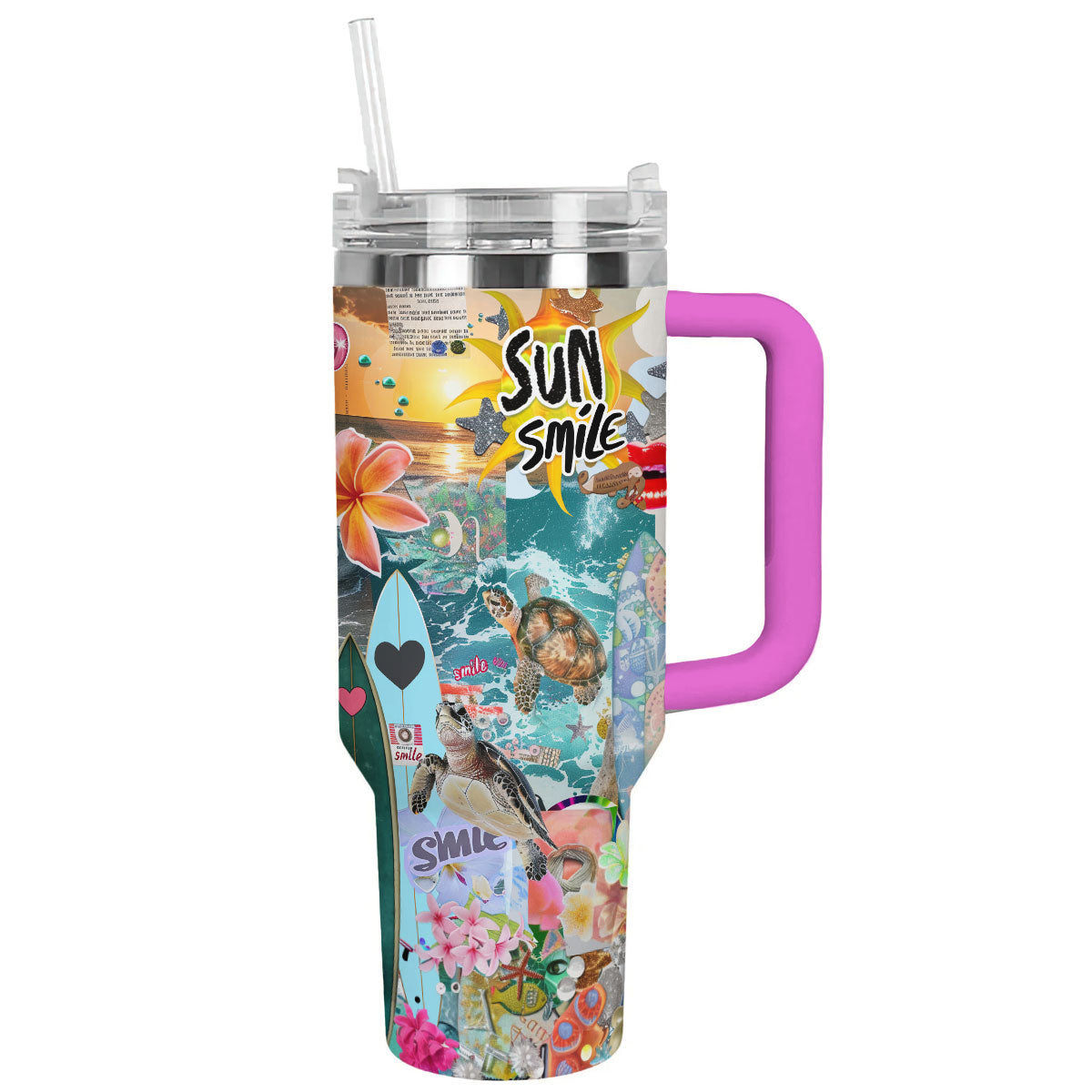 Collages Summer Custom Stanley Quencher 40oz Stainless Steel Tumbler With Handle