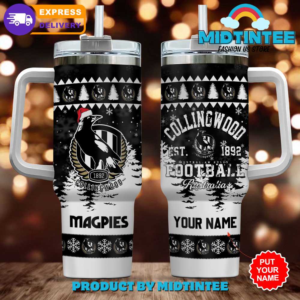Collingwood FC AFL Custom Stanley Quencher 40oz Stainless Steel Tumbler With Handle
