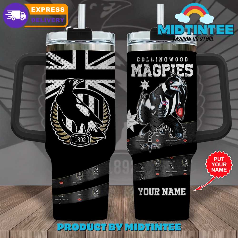 Collingwood FC AFL Custom Stanley Quencher 40oz Stainless Steel Tumbler With Handle