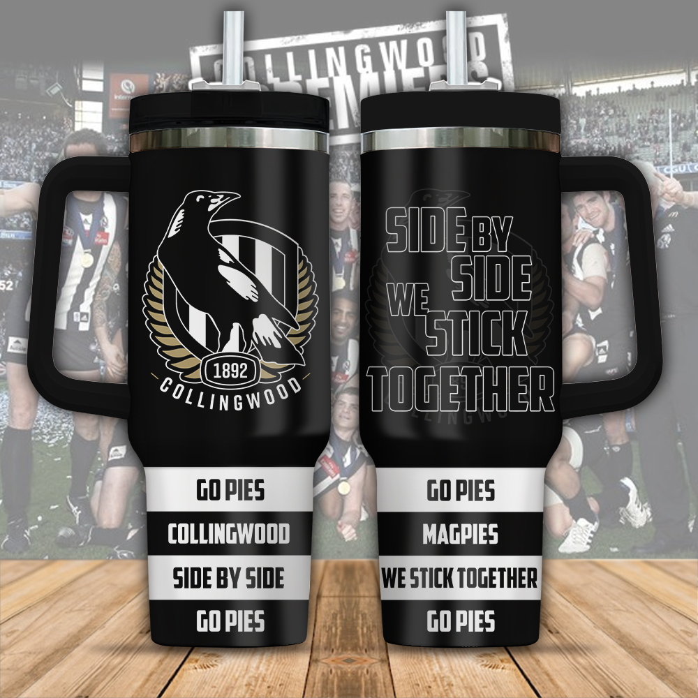 Collingwood Magpies AFL Custom Stanley Quencher 40oz Stainless Steel Tumbler With Handle