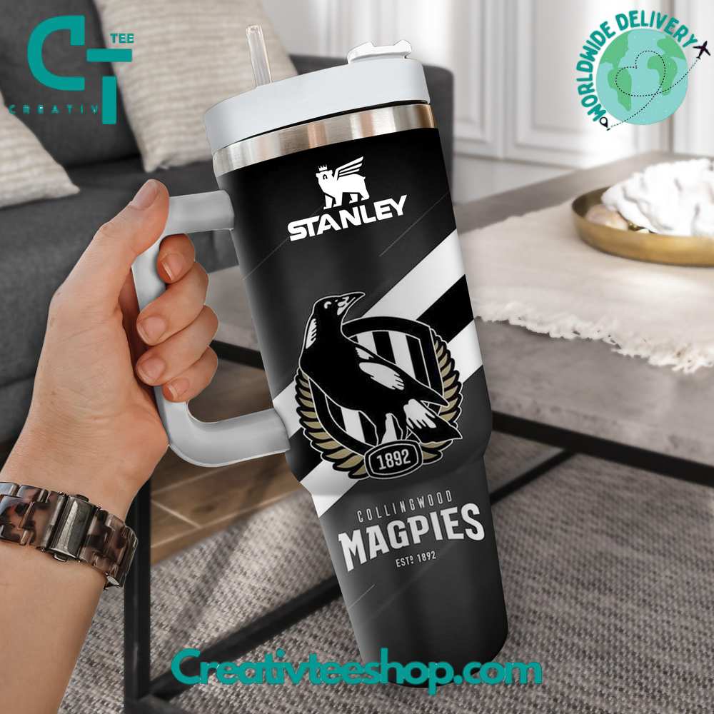 Collingwood Magpies AFL Custom Stanley Quencher 40oz Stainless Steel Tumbler With Handle