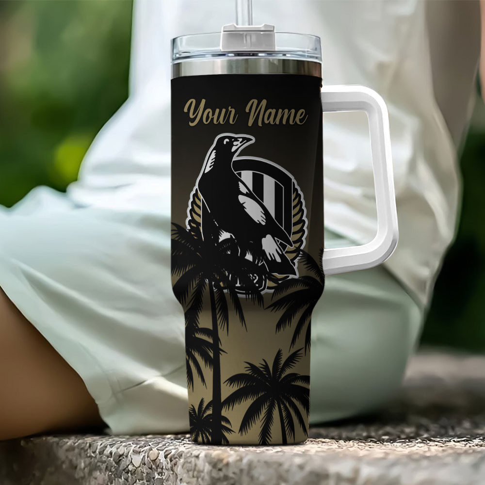 Collingwood Magpies AFL Custom Stanley Quencher 40oz Stainless Steel Tumbler With Handle