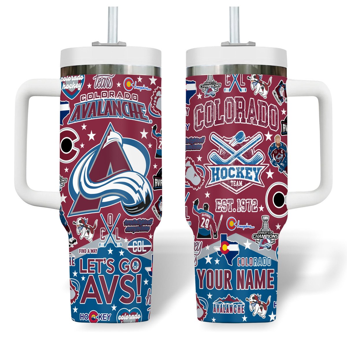 Colorado Avalanche NHL Custom Stanley Quencher 40oz Stainless Steel Tumbler With Handle