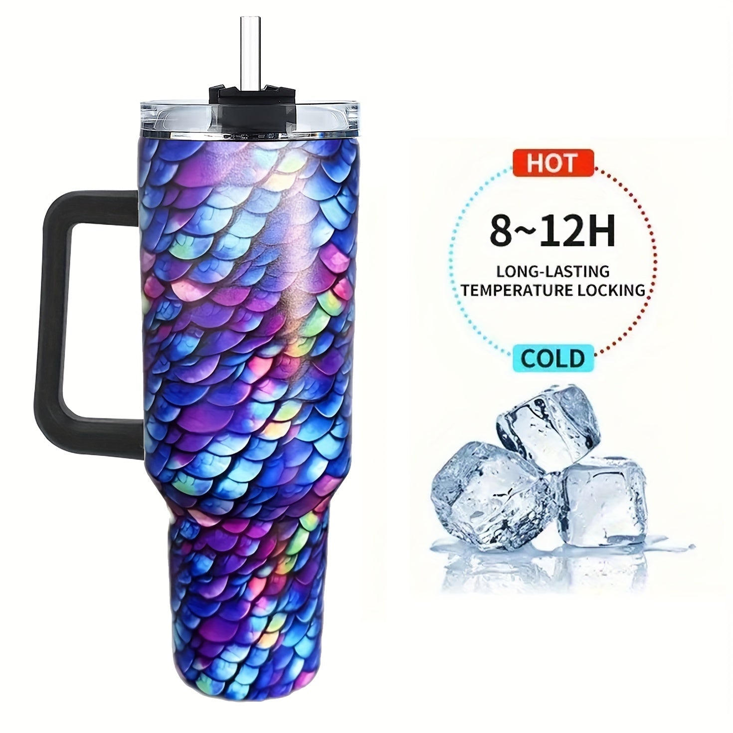 Colorful Fish Custom Stanley Quencher 40oz Stainless Steel Tumbler With Handle