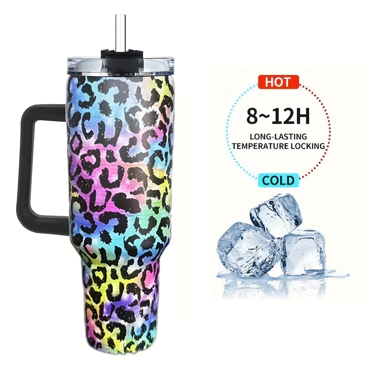 Colorful Panther Custom Stanley Quencher 40oz Stainless Steel Tumbler With Handle