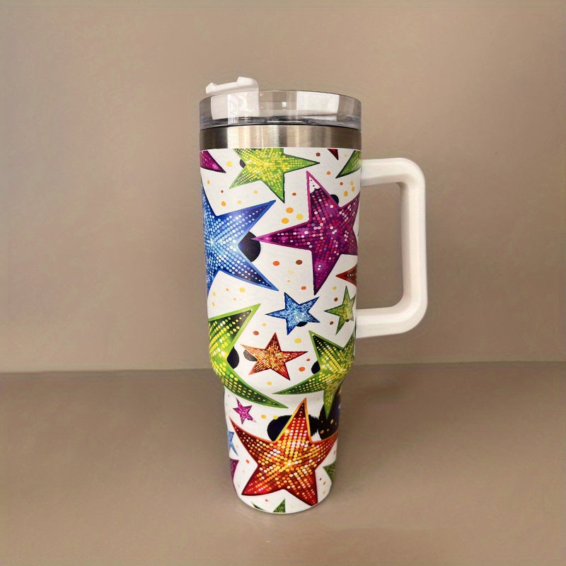 Colorful Star Custom Stanley Quencher 40oz Stainless Steel Tumbler With Handle