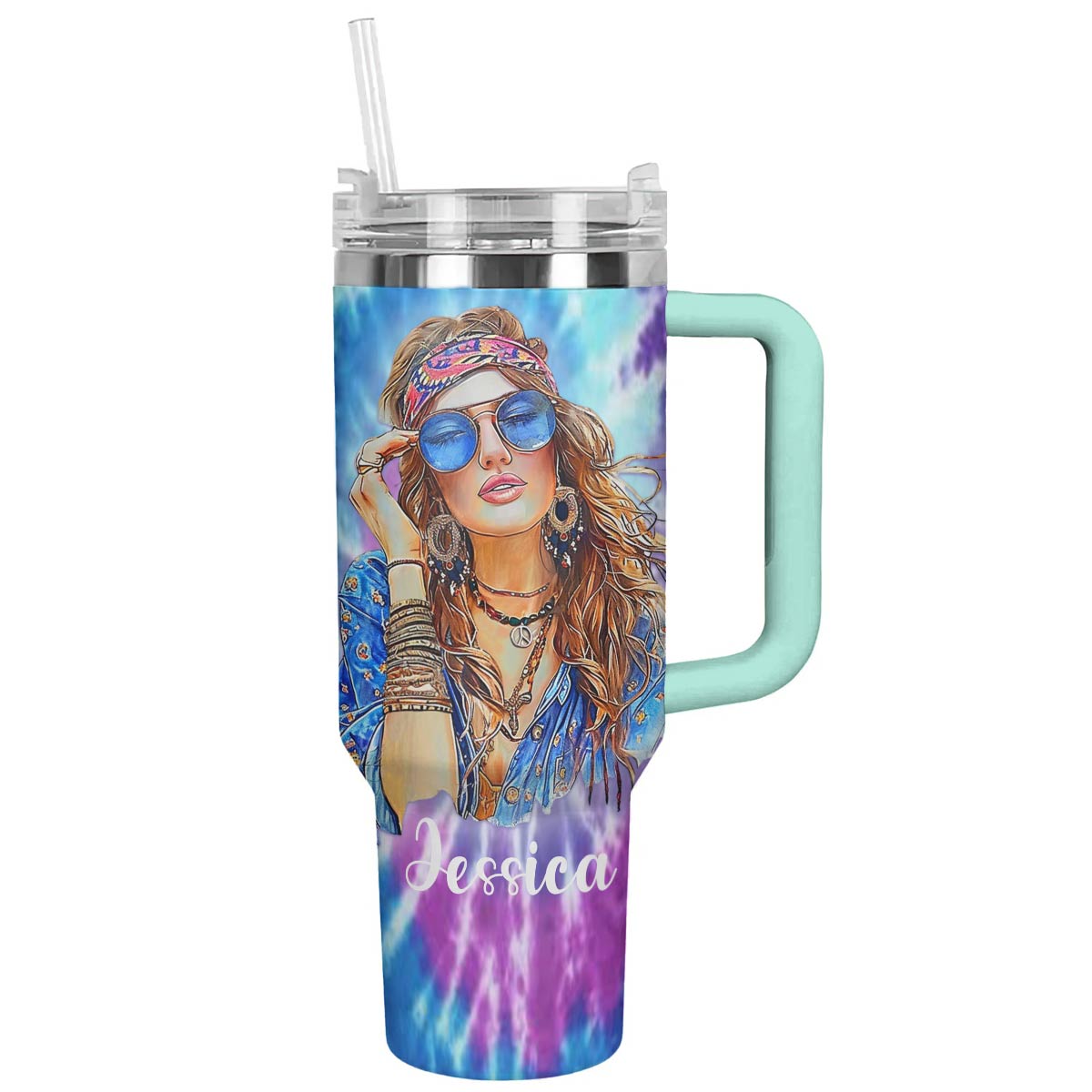 Cool Girl Custom Stanley Quencher 40oz Stainless Steel Tumbler With Handle