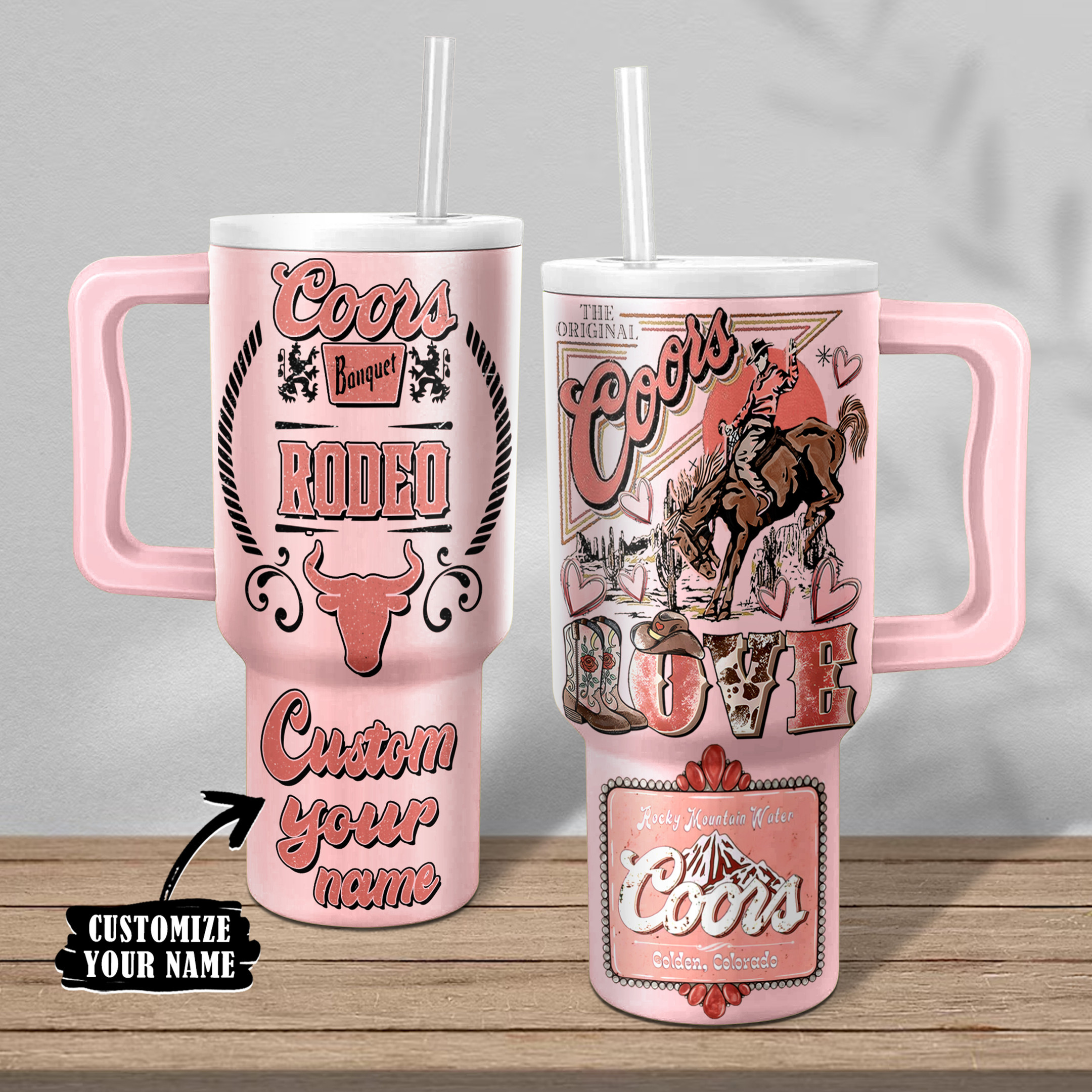 Coors Valentine Custom Stanley Quencher 40oz Stainless Steel Tumbler With Handle