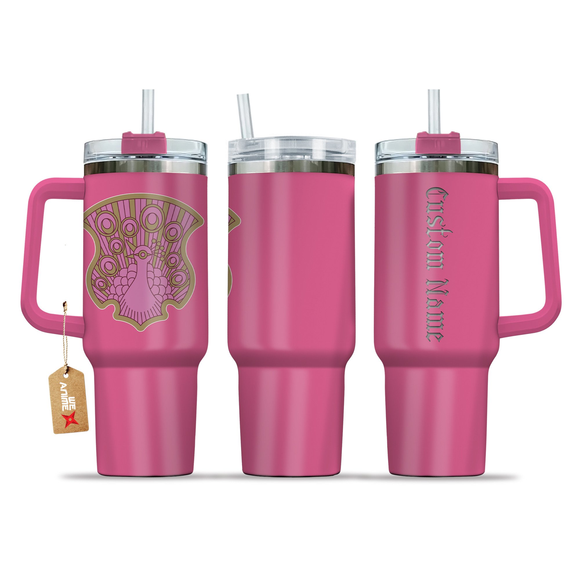 Coral Peacock Symbol Black Clover Anime Custom Stanley Quencher 40oz Stainless Steel Tumbler With Handle