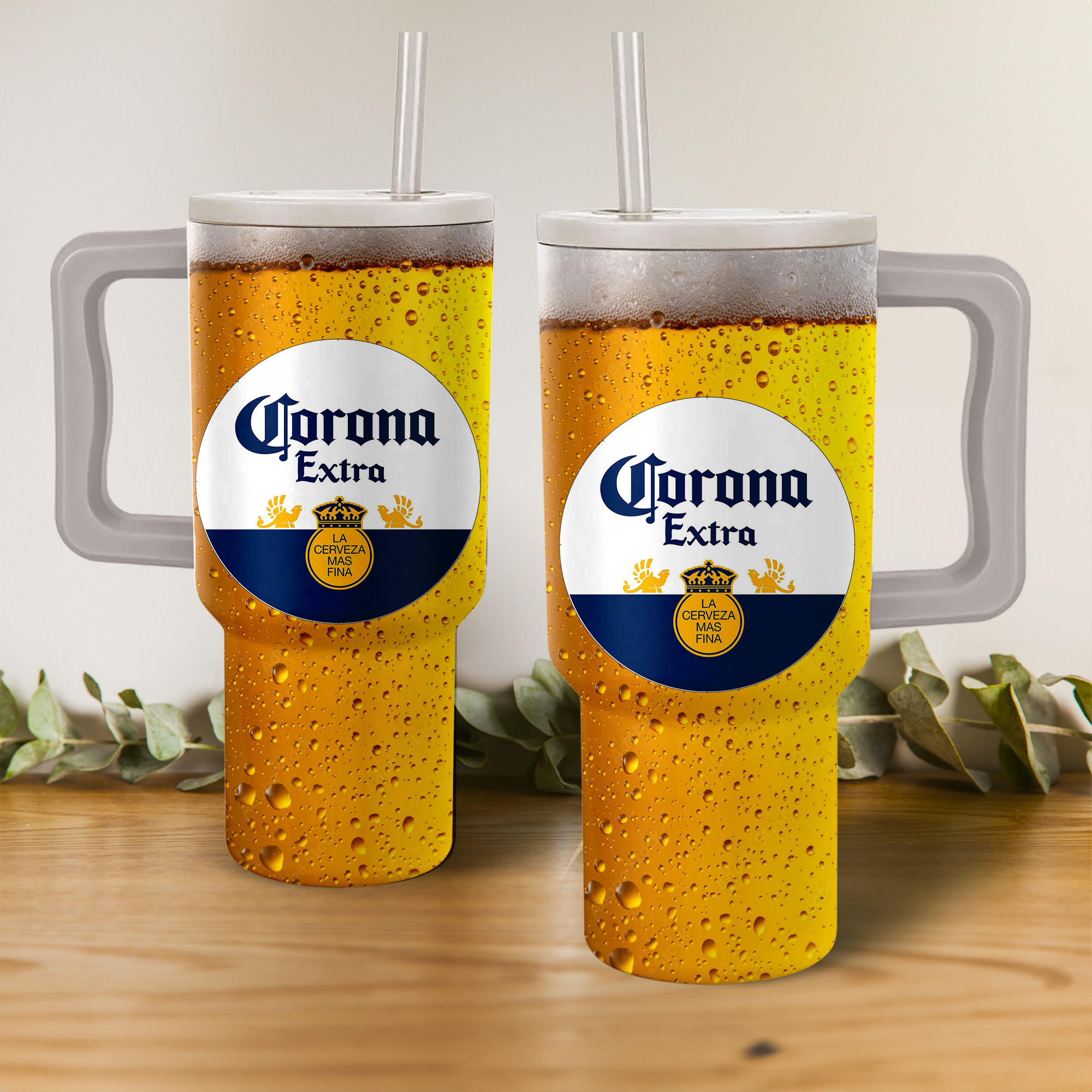 Corona Extra Beer Custom Stanley Quencher 40oz Stainless Steel Tumbler With Handle
